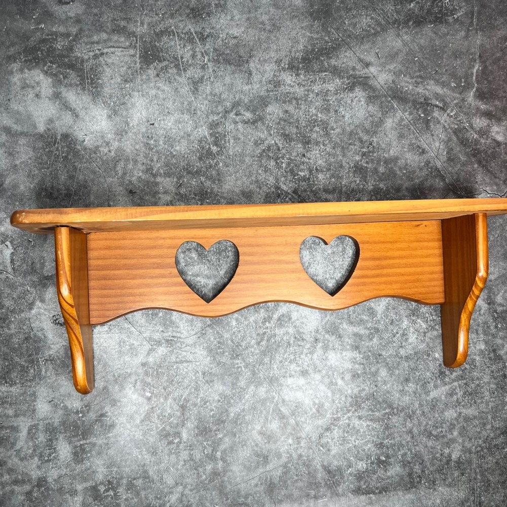 Vintage Wooden Wall Shelf Heart Cutout | Cottage Trinket